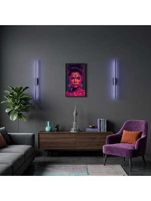 Ti Play Neon Yüzler– Pop Art Kadın  01 (Canlı Renkler ve Asi Duruş) 33X60 cm Çerçevesiz Pvc Tablo