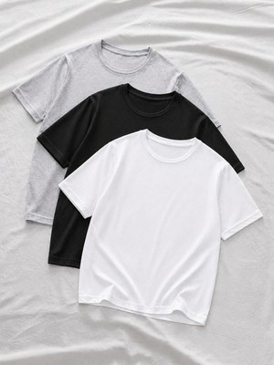 Comstar 3 Adet Erkek Yazlık Basic Kısa Kollu Oversize Tişört