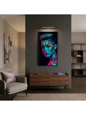 Ti Play Neon Yüzler– Pop Art Kadın  03 (Canlı Renkler ve Asi Duruş) 33X60 cm Çerçevesiz Pvc Tablo