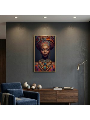 Ti Play Afro Kraliçe Serisi 11 – Afrofütürizm (Canlı Renkler ve Regal Duruş) 33X60 cm Çerçevesiz Pvc Tablo