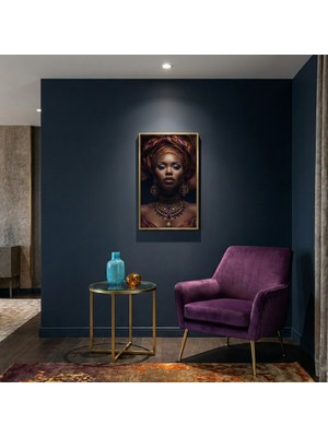 Ti Play Afro Kraliçe Serisi 16 – Afrofütürizm (Canlı Renkler ve Regal Duruş) 33X60 cm Çerçevesiz Pvc Tablo