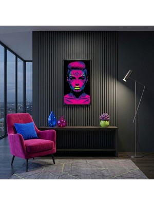 Ti Play Neon Yüzler– Pop Art Kadın  27 (Canlı Renkler ve Asi Duruş) 33X60 cm Çerçevesiz Pvc Tablo