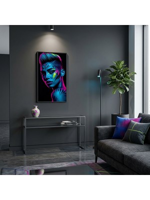 Ti Play Neon Yüzler– Pop Art Kadın  37 (Canlı Renkler ve Asi Duruş) 33X60 cm Çerçevesiz Pvc Tablo
