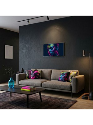 Ti Play Neon Yüzler– Pop Art Kadın  13 (Canlı Renkler ve Asi Duruş) 60X33 cm Çerçevesiz Pvc Tablo