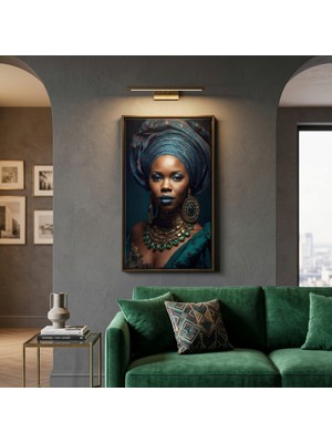Ti Play Afro Kraliçe Serisi 07 – Afrofütürizm (Canlı Renkler ve Regal Duruş) 33X60 cm Çerçevesiz Pvc Tablo