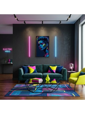 Ti Play Neon Yüzler– Pop Art Kadın  36 (Canlı Renkler ve Asi Duruş) 33X60 cm Çerçevesiz Pvc Tablo