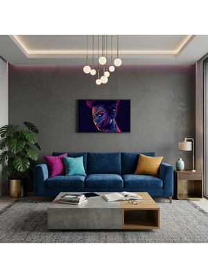 Ti Play Neon Yüzler– Pop Art Kadın  22 (Canlı Renkler ve Asi Duruş) 60X33 cm Çerçevesiz Pvc Tablo