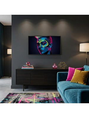 Ti Play Neon Yüzler– Pop Art Kadın  23 (Canlı Renkler ve Asi Duruş) 60X33 cm Çerçevesiz Pvc Tablo