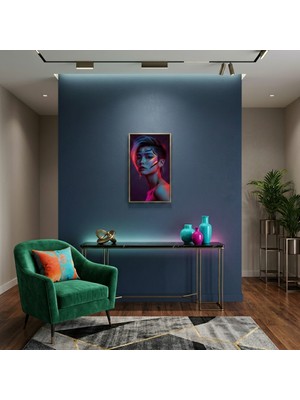 Ti Play Neon Yüzler– Pop Art Kadın  34 (Canlı Renkler ve Asi Duruş) 33X60 cm Çerçevesiz Pvc Tablo