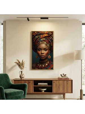 Ti Play Afro Kraliçe Serisi 10 – Afrofütürizm (Canlı Renkler ve Regal Duruş) 33X60 cm Çerçevesiz Pvc Tablo