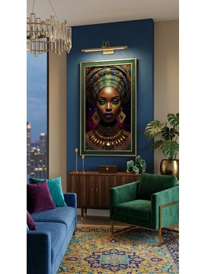 Ti Play Afro Kraliçe Serisi 14 – Afrofütürizm (Canlı Renkler ve Regal Duruş) 33X60 cm Çerçevesiz Pvc Tablo