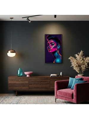 Ti Play Neon Yüzler– Pop Art Kadın  26 (Canlı Renkler ve Asi Duruş) 33X60 cm Çerçevesiz Pvc Tablo