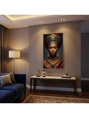 Ti Play Afro Kraliçe Serisi 06 – Afrofütürizm (Canlı Renkler ve Regal Duruş) 33X60 cm Çerçevesiz Pvc Tablo