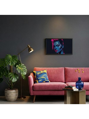 Ti Play Neon Yüzler– Pop Art Kadın  12 (Canlı Renkler ve Asi Duruş) 60X33 cm Çerçevesiz Pvc Tablo