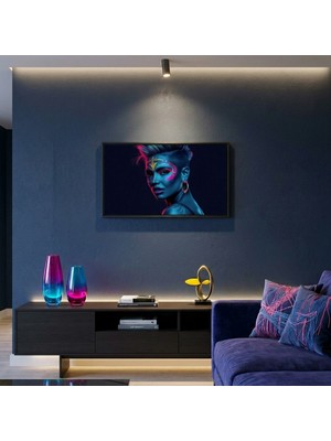 Ti Play Neon Yüzler– Pop Art Kadın  16 (Canlı Renkler ve Asi Duruş) 60X33 cm Çerçevesiz Pvc Tablo