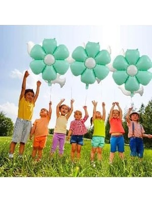 Skygo Papatya Folyo Balon 77X66 cm Makaron Su Yeşili Parti Kutlama Seti