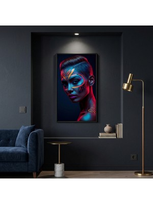 Ti Play Neon Yüzler– Pop Art Kadın  10 (Canlı Renkler ve Asi Duruş) 33X60 cm Çerçevesiz Pvc Tablo