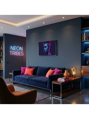 Ti Play Neon Yüzler– Pop Art Kadın  15 (Canlı Renkler ve Asi Duruş) 60X33 cm Çerçevesiz Pvc Tablo