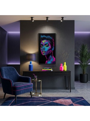 Ti Play Neon Yüzler– Pop Art Kadın  33 (Canlı Renkler ve Asi Duruş) 33X60 cm Çerçevesiz Pvc Tablo
