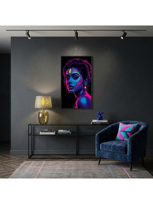 Ti Play Neon Yüzler– Pop Art Kadın  38 (Canlı Renkler ve Asi Duruş) 33X60 cm Çerçevesiz Pvc Tablo