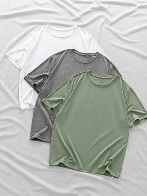 Comstar 3 Adet Erkek Yazlık Basic Kısa Kollu Oversize Tişört