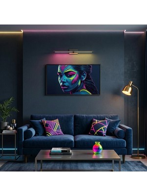 Ti Play Neon Yüzler– Pop Art Kadın  18 (Canlı Renkler ve Asi Duruş) 60X33 cm Çerçevesiz Pvc Tablo