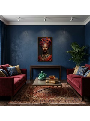 Ti Play Afro Kraliçe Serisi 18 – Afrofütürizm (Canlı Renkler ve Regal Duruş) 33X60 cm Çerçevesiz Pvc Tablo