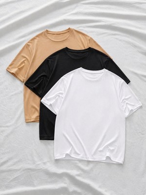 Comstar 3 Adet Erkek Yazlık Basic Kısa Kollu Oversize Tişört