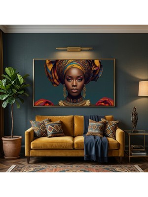 Ti Play Afro Kraliçe Serisi 02 – Afrofütürizm (Canlı Renkler ve Regal Duruş) 60X33 cm Çerçevesiz Pvc Tablo
