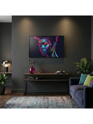Ti Play Neon Yüzler– Pop Art Kadın  21 (Canlı Renkler ve Asi Duruş) 60X33 cm Çerçevesiz Pvc Tablo