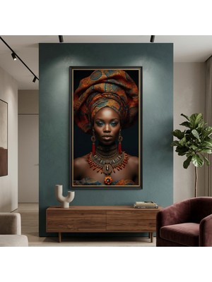 Ti Play Afro Kraliçe Serisi 09 – Afrofütürizm (Canlı Renkler ve Regal Duruş) 33X60 cm Çerçevesiz Pvc Tablo