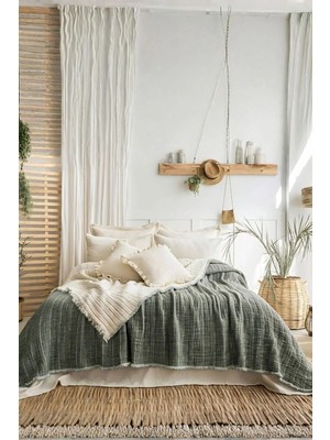 Layan Home 7 Katlı Müslin Fitilli Soft Çift Kişilik Yorgan - Haki
