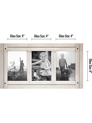 Skygo 10X15 cm Üçlü Fotoğraf Çerçevesi, Cilalı Kristal Berraklığında Cam, Hampton Koleksiyonu, Titrek Kavak Beyazı Ahşap Kolaj Fotoğraf Çerçevesi Masaüstü ve Duvar Sergilemesi Için