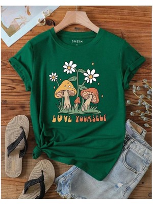 Divin Kadın  Cool Mantar Graphic Streetwear T-Shirt