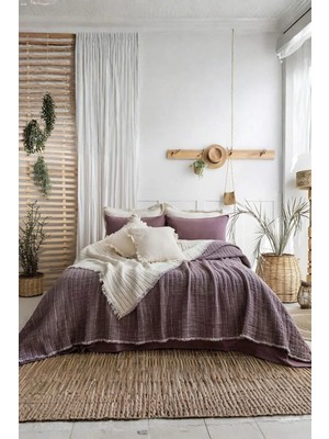 Layan Home 7 Katlı Müslin Fitilli Soft Çift Kişilik Yorgan - Mürdüm