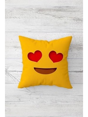 Skygo Pelangi Kalpli Göz Emoji Çift Tarafı Baskılı Gizli Fermuarlı Yastık Kılıfı Kırlent Koltuk Yastık Kılıfı, Kırmızı-Sarı 45 x 45, 2469132845451