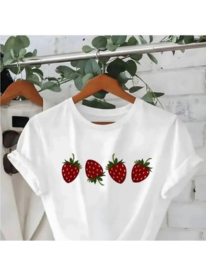 Divin Kadın  Cool Çilek Graphic Streetwear T-Shirt