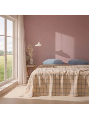 Matmel Soft Grid Tek Kişilik Pike - Bej / Mavi - 160X230 cm