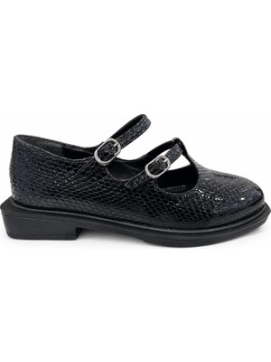 papucumun dünyası Kadın Çift Bantlı Mary Jane Model Loafer Ayakkkabı