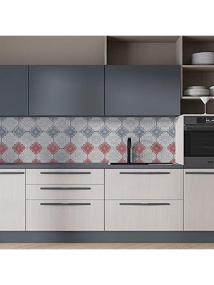 Mabeyn Mutfak Tezgah Arası Folyo Kaplama Folyosu Grey Red 60 x 300