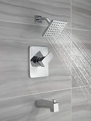 Mabeyn Modern Tek Saplı Krom Küvet ve Duş Kiti, Tek Püskürtmeli Dokunmatik Duş Başlıklı Duş Bataryası, Krom T14467-PP (Valf Dahil Değildir)