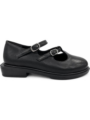 papucumun dünyası Kadın Çift Bantlı Mary Jane Model Loafer Ayakkkabı