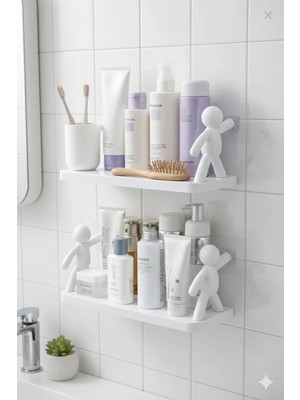 EUROLUXE Insan Figürlü Kendinden Yapışkanlı Banyo ve Mutfak Rafı Çok Amaçlı Organizer Stand