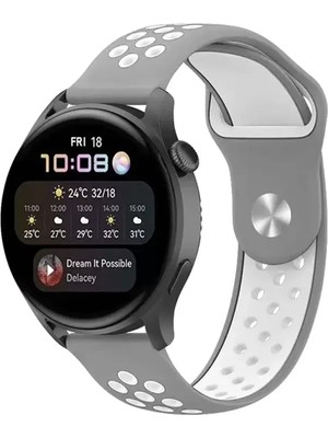 Esranın Dünyası Newface Watch 20MM Spor Delikli Kordon - Gri-Beyaz