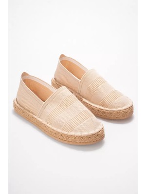 Trendella Kadın Bej Triko Jüt Sargı El Yapımı Espadril TR44MY01C