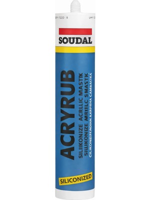Mabeyn Soudal Acryrub Siliconized Akrilik Mastik – Siyah | Boyanabilir & Silikonlu Derz Dolgu | Iç Cephe Sızdırmazlık ve Tamir Silikonu