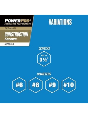 Mabeyn Power Pro 48587 Ahşap Vidalar, # 8 x 1-1/2, Premium Star Drive Iç Mekan Dolap Vidaları, Altın Sarı Çinko, 5 Lb Küvet