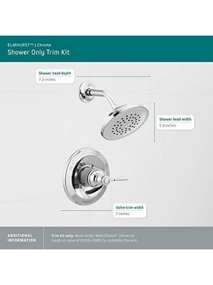 Mabeyn PTT14265 Elmhurst Kiti Yalnızca Duş, Küvet Ağızlığı Yok, Krom
