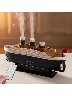 Mabeyn Uzaktan Kumandalı Titanic Tasarımlı Nostaljik Gemi Şeklinde Aroma Difüzörü ve Hava Nemlendirici 250ML LED Işıklı Ultrasonik Buhar Makinesi Dekoratif Masaüstü Ortam Nem Cihazı | 299