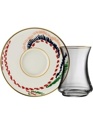 Mabeyn Sandro Moreno 1453 Desen Yağmuru 12 Parça Altı Kişilik Çay Seti 110 ml